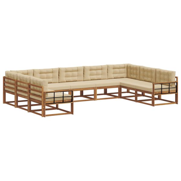 vidaXL Conjunto de sof&aacute;s de exterior con coj&iacute;n 9 pcs Natural y Beige