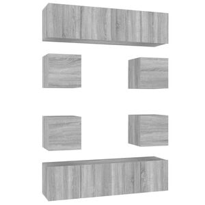 vidaXL Set de muebles para TV 8 pzas madera contrachapada gris Sonoma