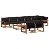 vidaXL Conjunto de sof&aacute;s de exterior con coj&iacute;n 9 pcs Natural y negro