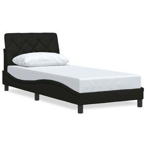 vidaXL Estructura de cama sin colch&oacute;n tela negro 90x190 cm