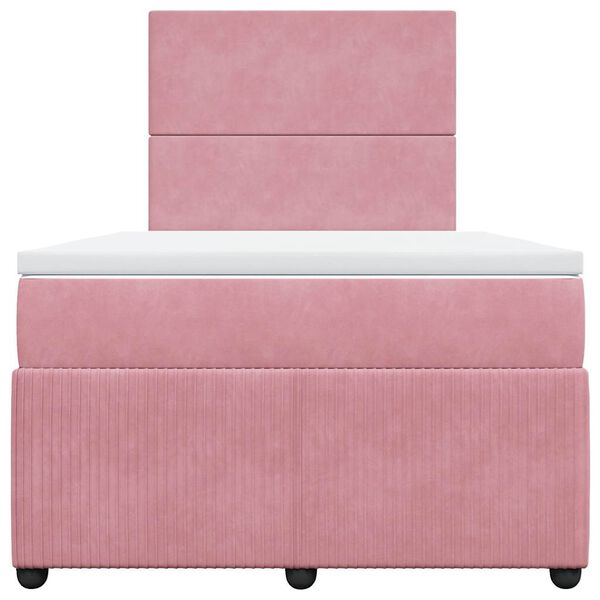 vidaXL Cama box spring con colch&oacute;n terciopelo rosa 120x190 cm