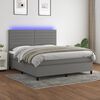 vidaXL Cama box spring colch&oacute;n y luces LED tela gris oscuro 160x200 cm