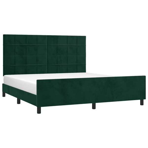vidaXL Estructura cama sin colch&oacute;n terciopelo verde oscuro 160x200 cm