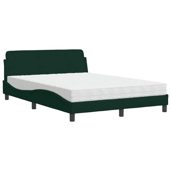 vidaXL Cama con colch&oacute;n Dover terciopelo verde oscuro 140x200 cm