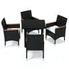 vidaXL Juego muebles jard&iacute;n 5 pzas con cojines rat&aacute;n sint&eacute;tico negro