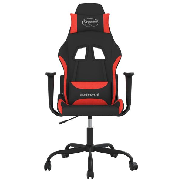 vidaXL Silla gaming de masaje tela negro y rojo
