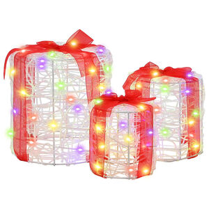 vidaXL Decoraci&oacute;n de Caja de Regalo 3 pcs de colores 20 x 20 x 21 cm