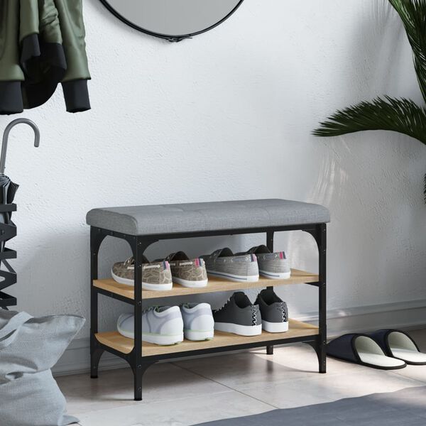 vidaXL Banco zapatero madera de ingenier&iacute;a roble Sonoma 62x32x47 cm