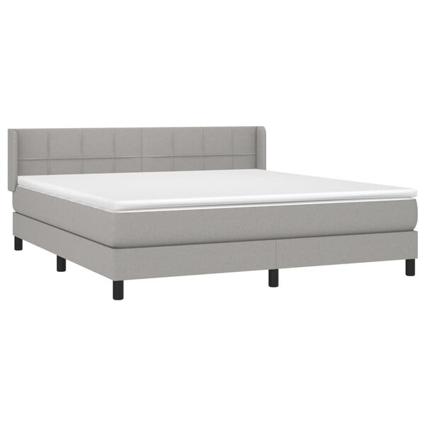 vidaXL Cama box spring con colch&oacute;n tela gris claro 180x200 cm
