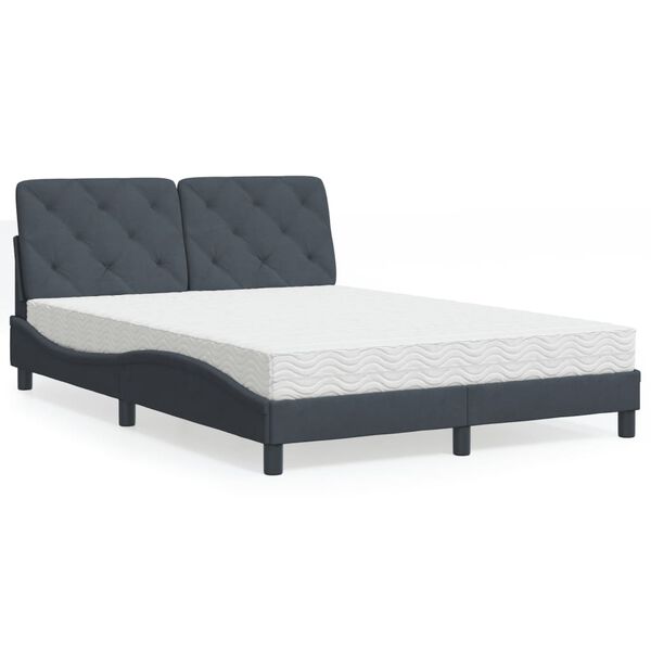 vidaXL Cama con colchón terciopelo gris oscuro 140x200 cm