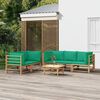 vidaXL Set de muebles de jard&iacute;n 6 piezas bamb&uacute; con cojines verde