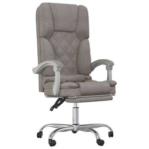 vidaXL Silla de oficina reclinable con masaje tela gris taup&eacute;