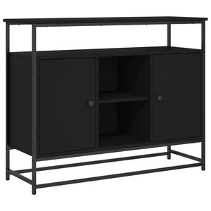 vidaXL Aparador de madera de ingeniería negro 100x35x80 cm