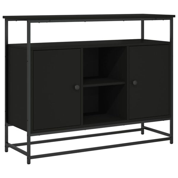 vidaXL Aparador de madera de ingeniería negro 100x35x80 cm