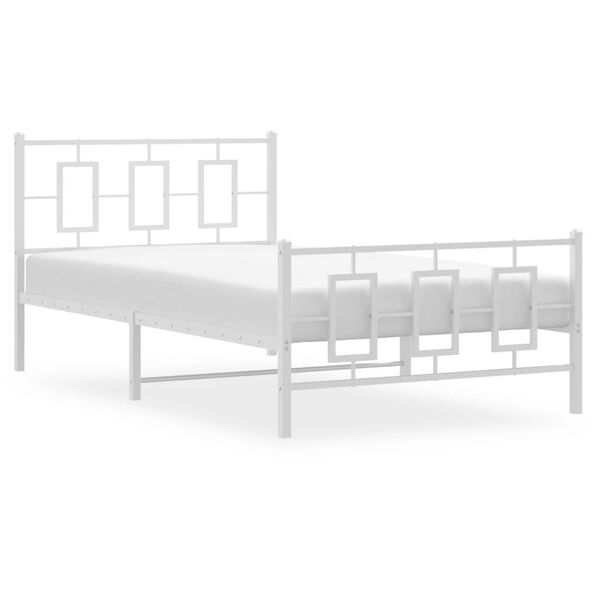 vidaXL Estructura cama sin colch&oacute;n con estribo metal blanco 107x203 cm