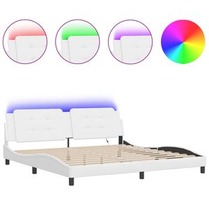 vidaXL Estructura de cama con LED sin colch&oacute;n Zadar blanco 200x200 cm