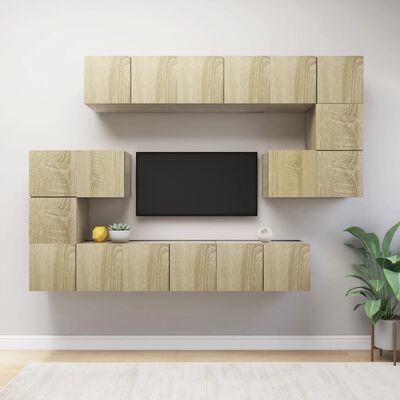 vidaXL Set de muebles salón TV 10 pzas madera ingeniería roble Sonoma
