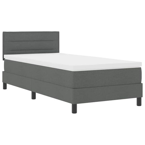 vidaXL Cama tipo Box Spring con colch&oacute;n Gris oscuro 90 x 200 cm tela