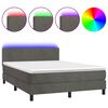 vidaXL Cama box spring colch&oacute;n y LED terciopelo gris oscuro 140x200 cm