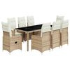 vidaXL Set de mesa y sillas de jard&iacute;n 5 pzas y cojines rat&aacute;n PE beige
