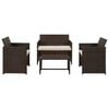 vidaXL Set muebles de jard&iacute;n 4 piezas y cojines rat&aacute;n sint&eacute;tico marr&oacute;n