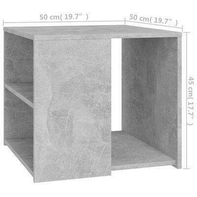 vidaXL Mesa auxiliar madera contrachapada gris hormigón 50x50x45 cm