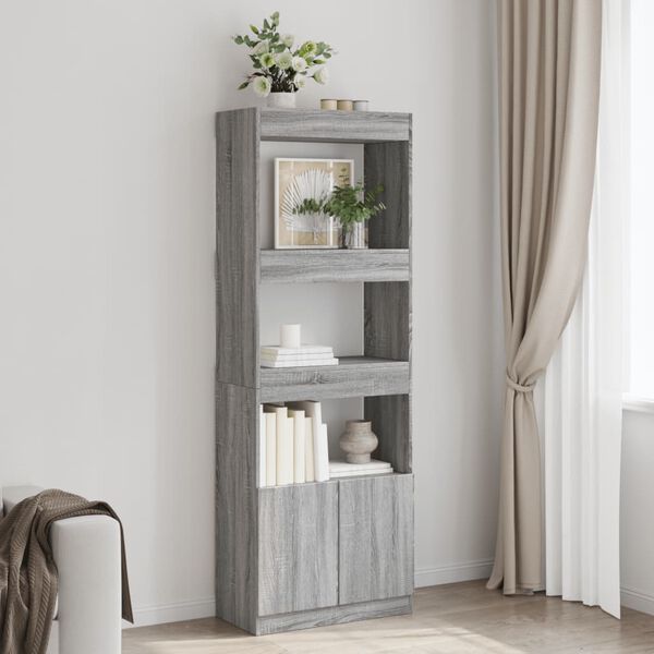 vidaXL Aparador alto madera de ingenier&iacute;a gris Sonoma 63x33x180 cm