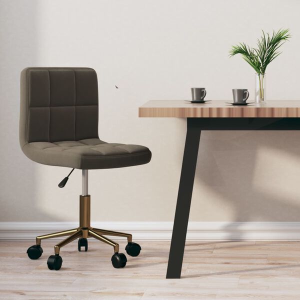 vidaXL Silla de comedor giratoria de terciopelo gris oscuro