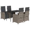 vidaXL Set comedor de jard&iacute;n 5 piezas con cojines rat&aacute;n sint&eacute;tico gris