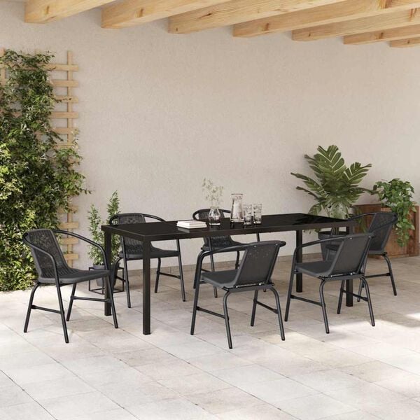 vidaXL Conjunto de Comedor de Jard&iacute;n 7 pcs Negro