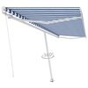 vidaXL Toldo de pie retr&aacute;ctil manual azul y blanco 500x350 cm