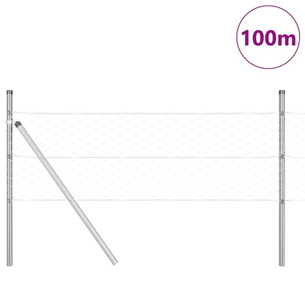 vidaXL Poste de Valla Plateado 100 x 0,4 m (malla de 50 mm) Acero