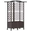 vidaXL Cama elevada con trellis y techo Marr&oacute;n 122 x 40 x 144 cm PP