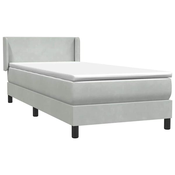 vidaXL Cama box spring con colch&oacute;n terciopelo gris claro 80x220 cm