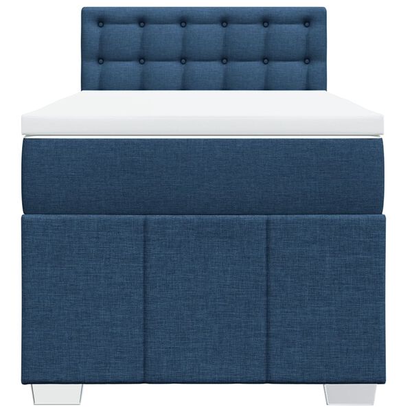vidaXL Cama box spring con colch&oacute;n tela azul 90x200 cm