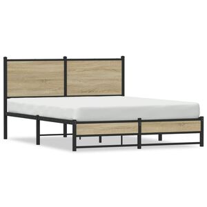 vidaXL Estructura de cama sin colch&oacute;n metal roble Sonoma 150x200 cm