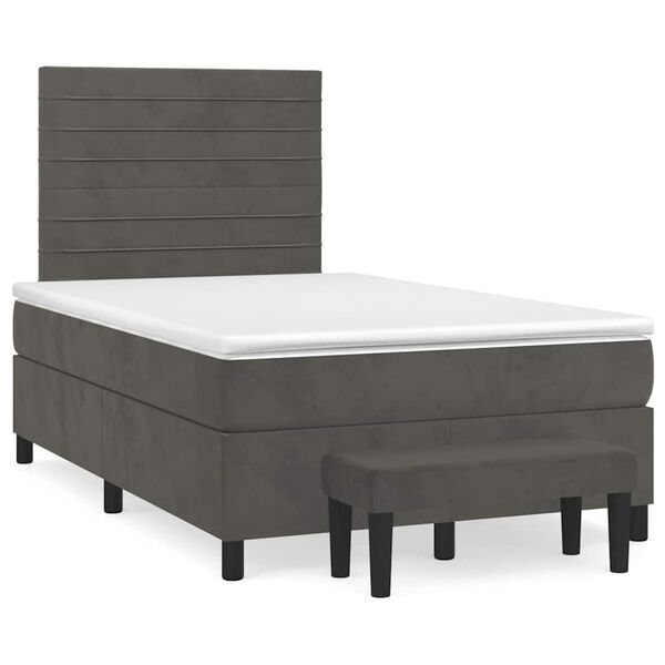 vidaXL Cama box spring con colch&oacute;n terciopelo gris oscuro 120x190 cm