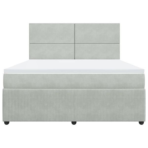 vidaXL Cama box spring con colch&oacute;n terciopelo gris claro 180x200 cm
