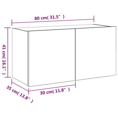 vidaXL Mueble de TV de pared con luces LED gris hormigón 80x35x41 cm