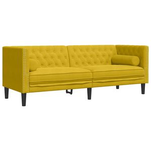 vidaXL Sof&aacute; Chesterfield 3 plazas con cojines terciopelo amarillo