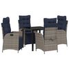 vidaXL Conjunto de Comedor de Jard&iacute;n 5 uds. Gris y Negro Rat&aacute;n