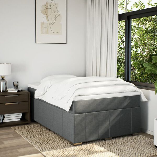 vidaXL Cama box spring con colch&oacute;n tela gris oscuro 120x200 cm