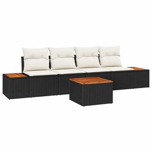 vidaXL Conjunto de sof&aacute; de jard&iacute;n 5 uds. Negro Polirat&aacute;n