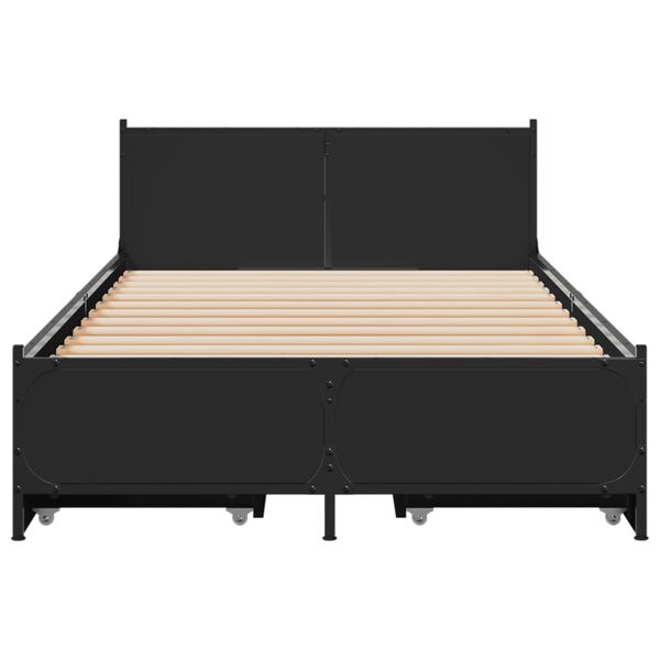 vidaXL Cama con cajones madera de ingeniería negra 90x200 cm