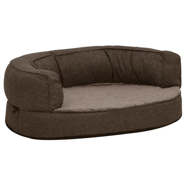 vidaXL Colch&oacute;n de cama de perro ergon&oacute;mico aspecto lino marr&oacute;n 60x42cm