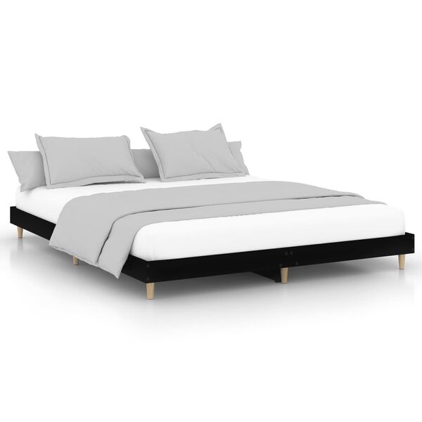 vidaXL Estructura de cama madera de ingeniería negra 200x200 cm