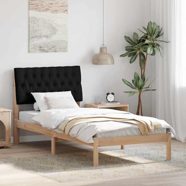 vidaXL Estructura de Cama con Cabecera Tapizada Marrón 90 x 200 cm