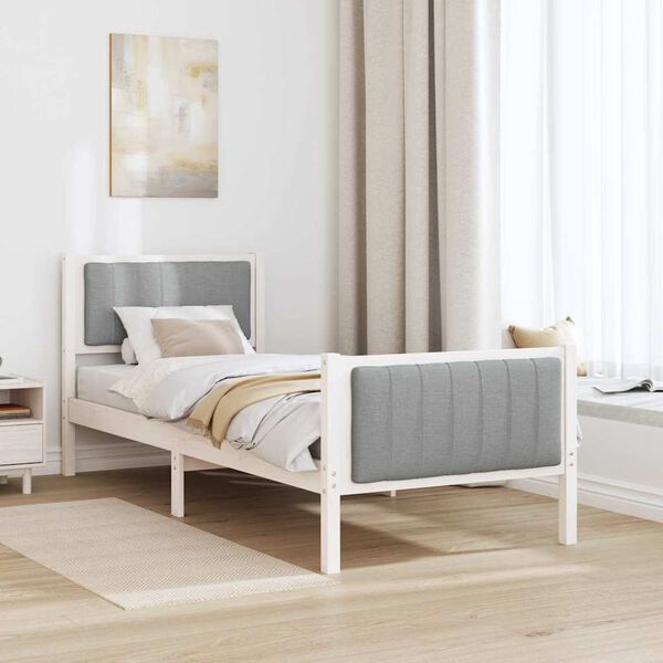 vidaXL Estructura de cama con cabecera y gris claro 75 x 190 cm