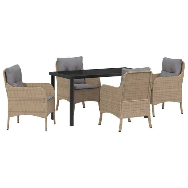 vidaXL Conjunto de Comedor de Jard&iacute;n 5 pcs Beige rat&aacute;n sint&eacute;tico