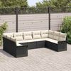 vidaXL Conjunto de sofá de jardín 9 pcs Negro ratán sintético